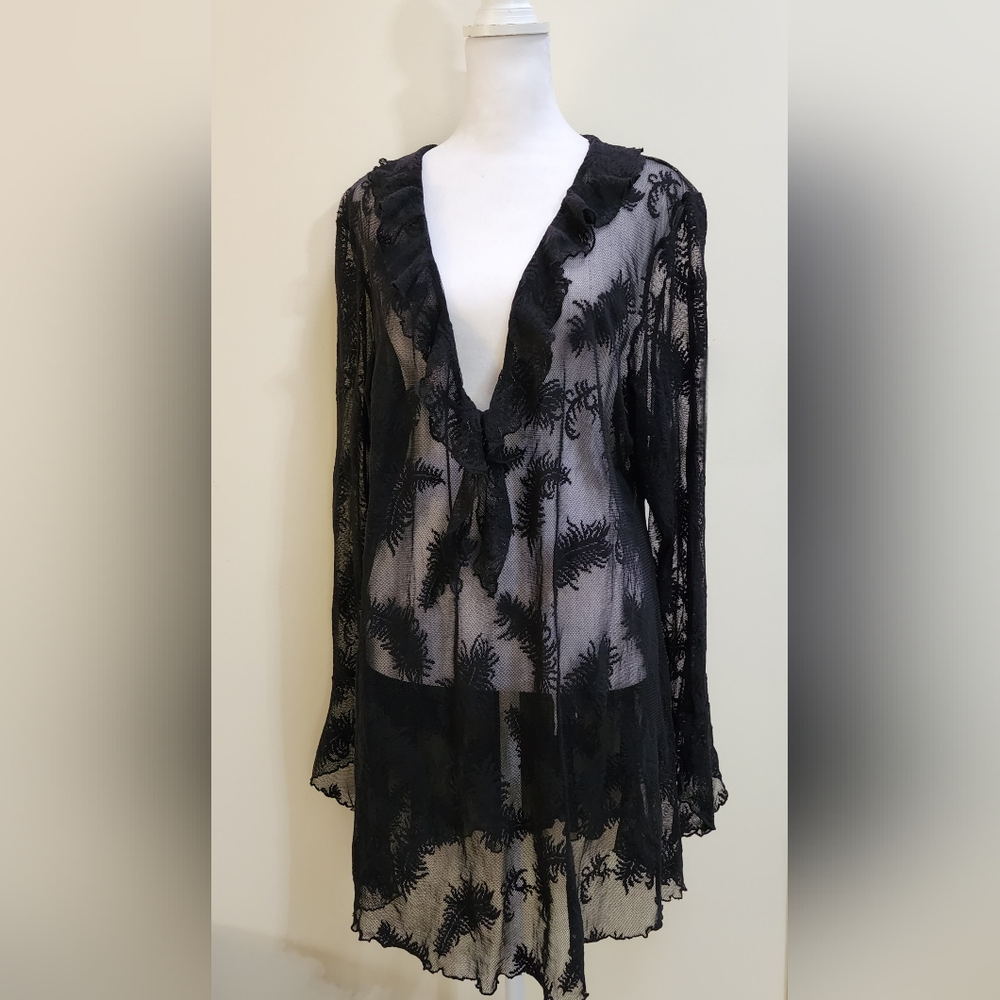 Vintage Frederick's of Hollywood Lace Tunic Swim Cover Lingerie 2X